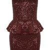 Topshop Sequin Peplum Dress in Red (oxblood) - Lyst