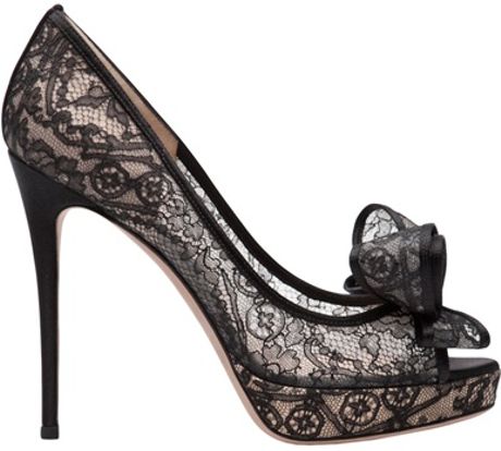 Valentino Lace Couture Bow Pump in Black - Lyst