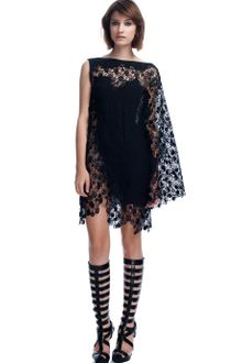 Versace One Shoulder Lace Trim Cocktail Dress - Lyst