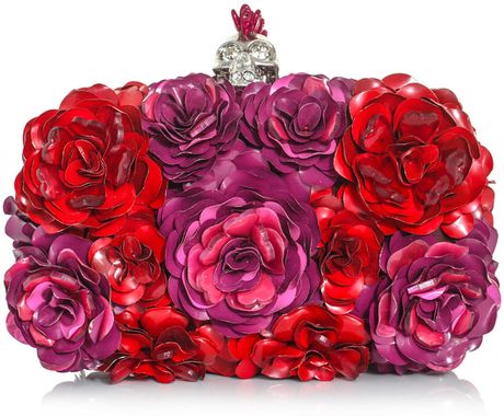 Alexander Mcqueen Metal Flower and Skull Clutch in Silver - Lyst