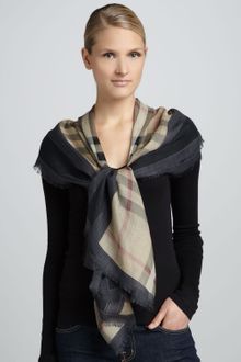 Burberry Colorborder Haymarket Check Scarf Black - Lyst