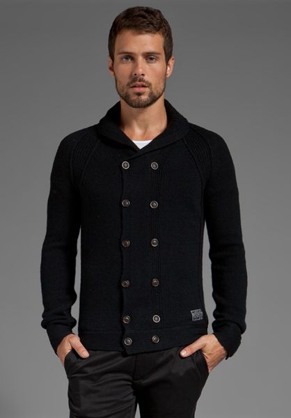 Diesel Double Breasted Sweater in Black for Men | Lyst
