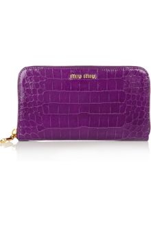Miu Miu Croceffect Glossedleather Wallet - Lyst