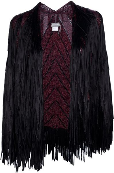 Tim Ryan Black Fringe Cape in Black - Lyst