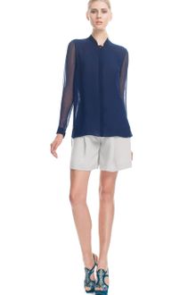 Matthew Williamson Colour Block Georgette Nehru Shirt - Lyst