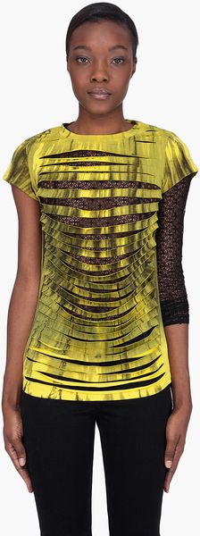 Versus  Yellow Slashed Jersey Tshirt - Lyst