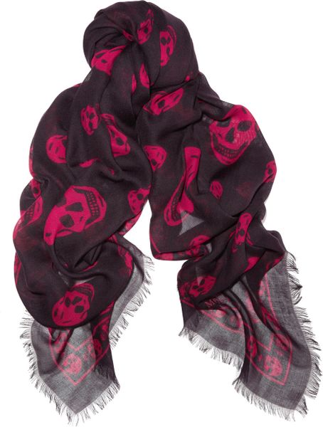 Alexander Mcqueen Skullprint Modal and Cashmereblend Scarf in Purple - Lyst
