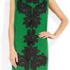 Lanvin Laceappliquéd Silkchiffon and Satin Dress in Green (emerald) - Lyst