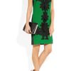 Lanvin Laceappliquéd Silkchiffon and Satin Dress in Green (emerald) - Lyst