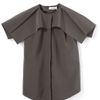 Mugler Ss Basalte Crepe Papier Top in Gray (basalte) - Lyst