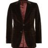 Alexander Mcqueen Slimfit Plaid Velvet Suit Jacket in Brown for Men - Lyst