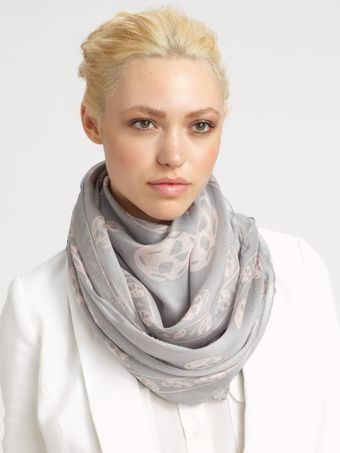 Alexander McQueen Classic Silk Chiffon Skull Scarf - Lyst