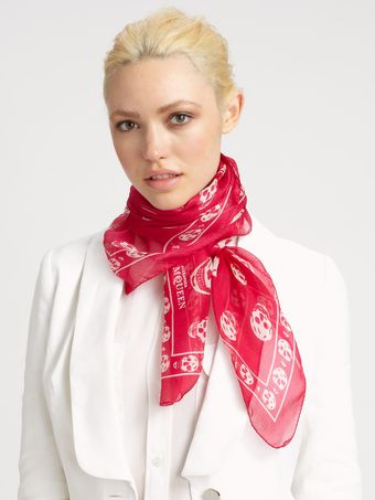 Alexander McQueen Classic Silk Chiffon Skull Scarf - Lyst