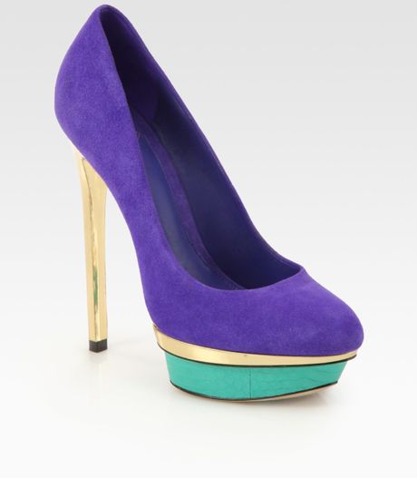 B Brian Atwood Fontanne Suede Platform Pumps in Purple (multi) - Lyst