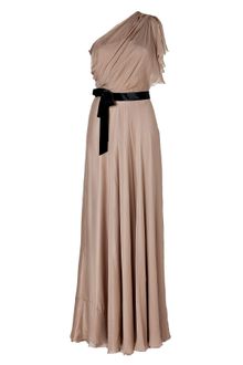 Jenny Packham Beige One Shoulder Silk Gown - Lyst