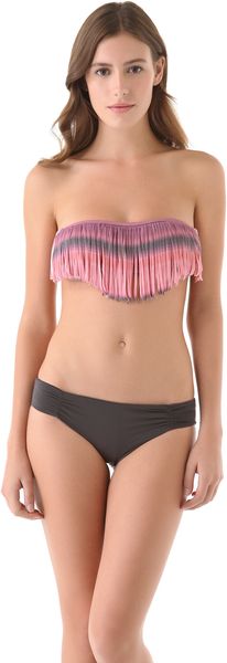 L*space Santorini Sunrise Dolly Fringe Bandeau Bikini Top - Lyst