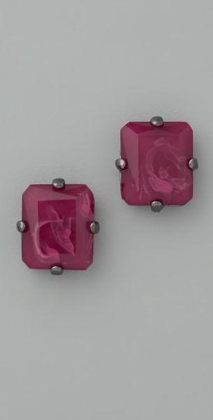 Marc By Marc Jacobs Faceted Stone Stud Earrings in Red (chianti) - Lyst