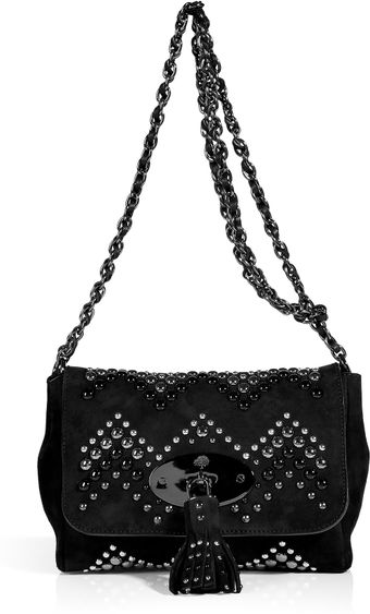 Mulberry Black Suede Zigzag Lily Bag - Lyst