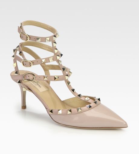 Valentino Patent Leather Rockstud Pumps in Beige (blush) | Lyst