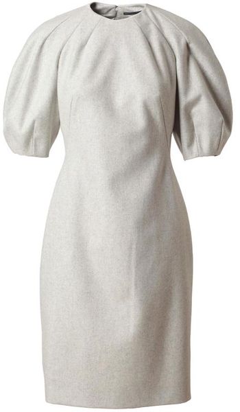 Alexander Mcqueen Structured Virgin Wool Dress in Gray (grey) - Lyst