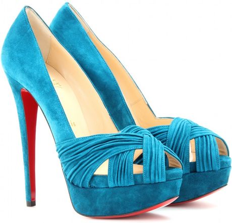 Christian Louboutin Aborina 150 Suede Peeptoe Platform Pumps in Blue (peacock) - Lyst
