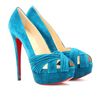 Christian Louboutin Aborina 150 Suede Peeptoe Platform Pumps in Blue (peacock) - Lyst