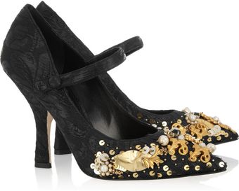 Dolce & Gabbana Embellished Brocade Mary Jane Pumps - Lyst