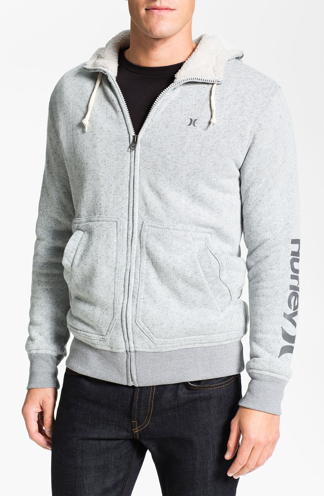Hurley hoodie grey clearance