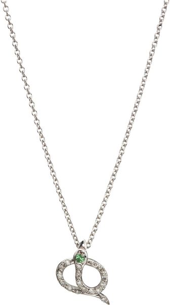 Ileana Makri Diamond Tsavorite Little Snake Pendant Necklace - Lyst
