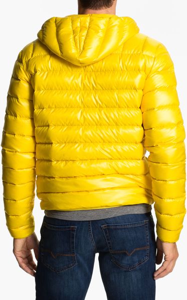 Lacoste Hooded Down Jacket in Yellow for Men | Lyst