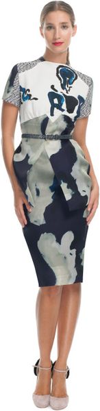 Michael Van Der Ham Ss Navy Print Dress in Blue (navy) - Lyst