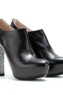 Miu Miu Leather Ankle Boots with Glitter Soles - Lyst