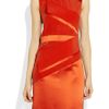 Narciso Rodriguez Spliced Silkcharmeuse Dress in Orange (coral) - Lyst