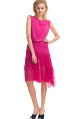 Nina Ricci Ss Silk Crepe and Chiffon Dress