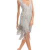 Nina Ricci Ss Fringe Dress in Gray (gris) - Lyst