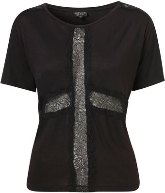 Topshop Lace Cross Tee - Lyst