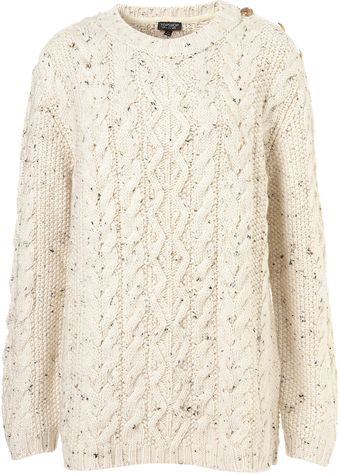 Topshop Knitted Button Cable Jumper - Lyst