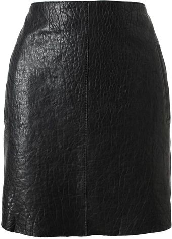Carven Grained Leather Skirt - Lyst