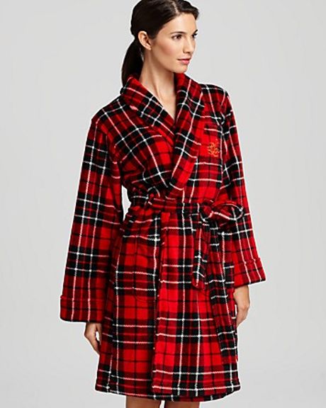 red and black plaid robe womens