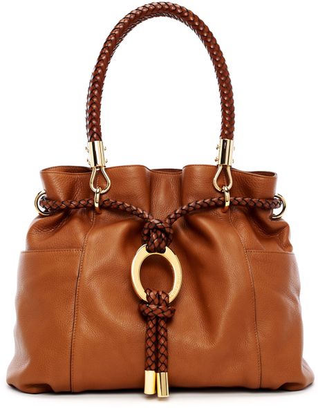 Michael Kors Skorpios Pebbled Leather Drawstring Satchel in Brown - Lyst
