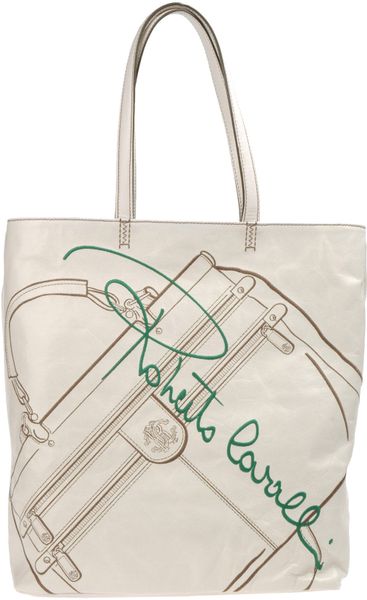 Roberto Cavalli Large Leather Bag in Beige (white) - Lyst