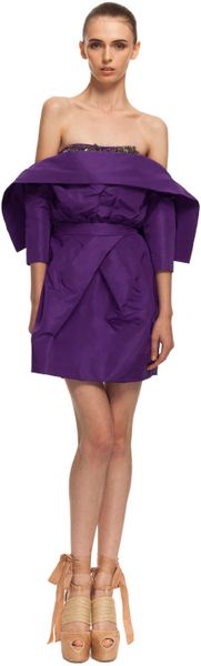 Vera Wang Ss Silk Faille Strapless Dress in Purple (amethyst) - Lyst