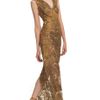 Vera Wang Ss Embroidered Lace Gown in Gold - Lyst