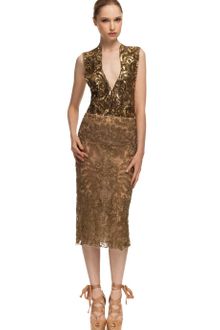 Vera Wang Ss Embroidered Lace Pencil Skirt - Lyst