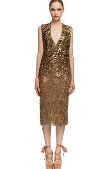 Vera Wang Ss Hammered Bullion Deep V Top - Lyst