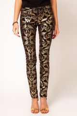 Asos Skinny Jeans in Metallic Baroque Print