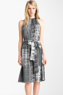 L'Agence Shirred Print Silk Dress - Lyst