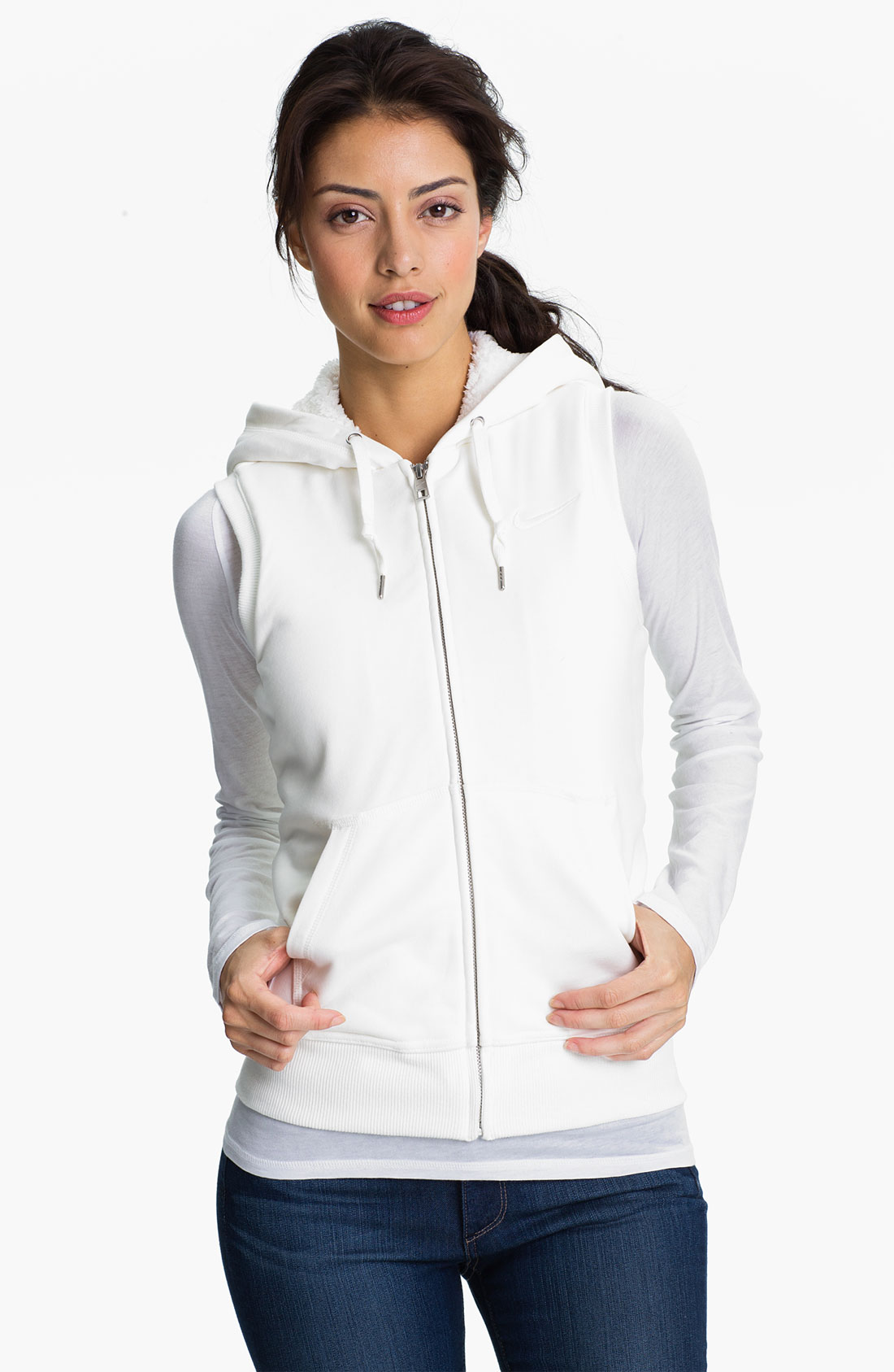 Nike Fleece Lined Hooded Vest in White (sail sail) Lyst