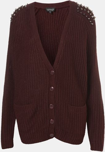 Topshop Studded Slouchy Cardigan - Lyst
