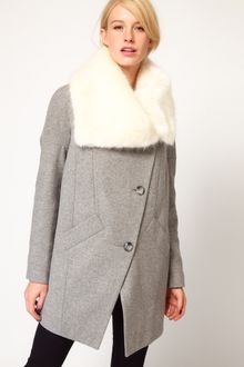 ASOS Collection Asos Faux Fur Collar Oversized Coat - Lyst